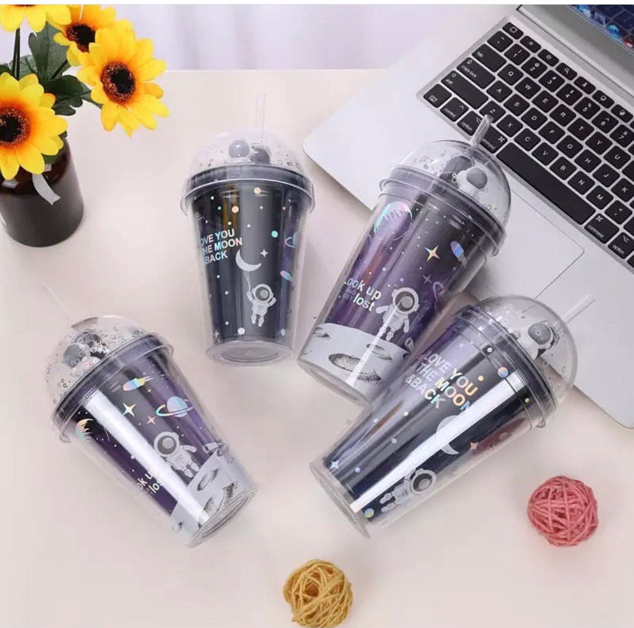 450ml Unisex Double Layer Creative Space Wandering Theme Heat Insulated Straw Cup, Summer Straw Ice Cup, Large Capacity Plastic Water Bottle 450ml Unisex Double Layer Creative Space Wandering Theme Heat Insulated Straw Cup, Summer Straw Ice Cup, Large Capacity Plastic Water Bottle